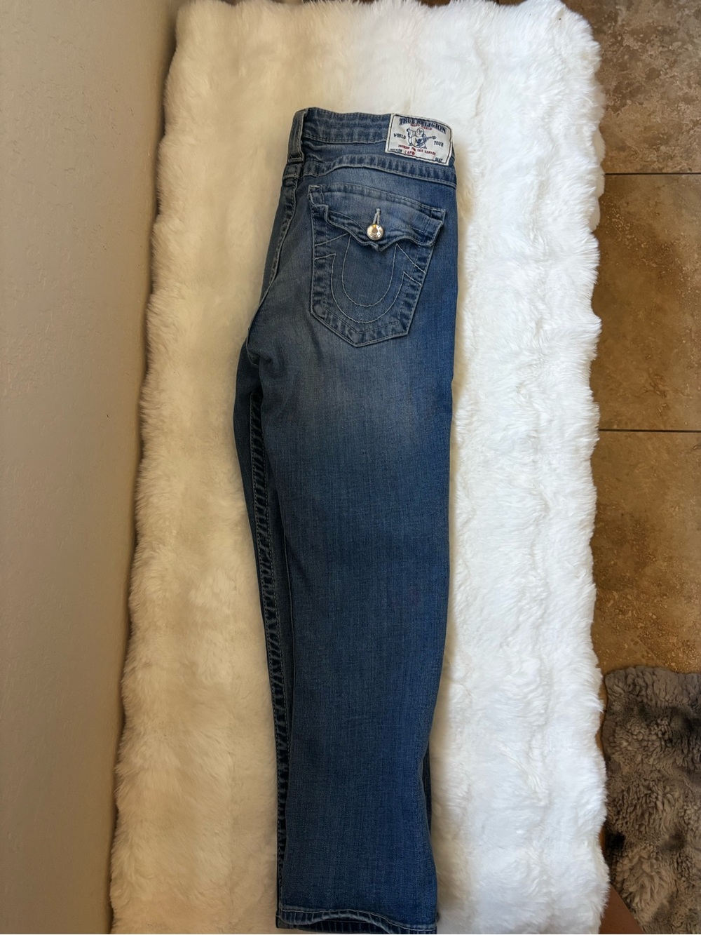 True Religion Women's Straight-Leg Jeans in Medium Blue Wash